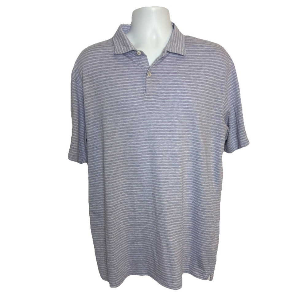Peter Millar Collection Mens‎ XL Polo Shirt Purple Striped Short Sleeve Golf Top